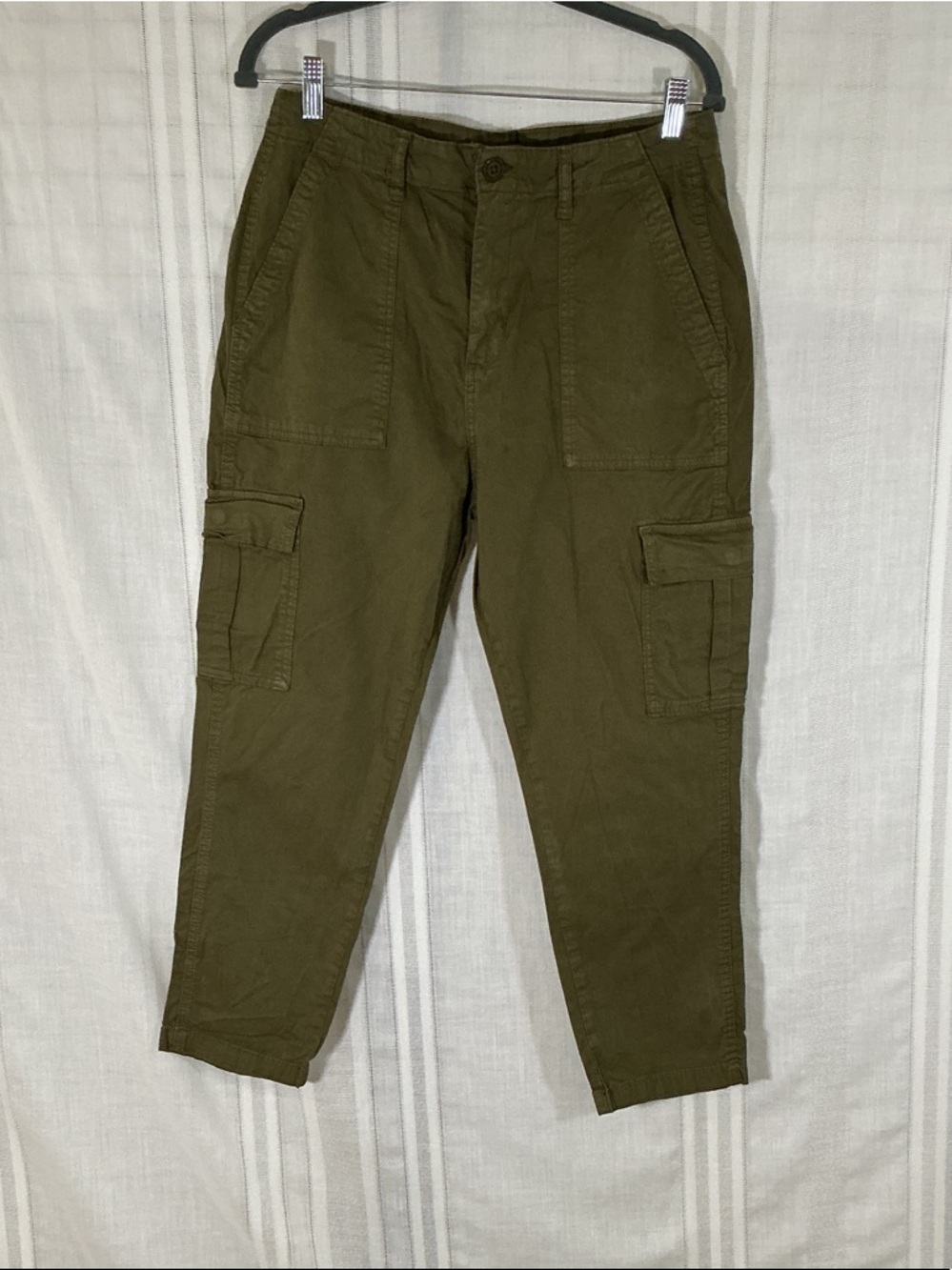 Kensie Olive Cargo Pants Size 10 | Straight Leg Utility Style Casual Chic